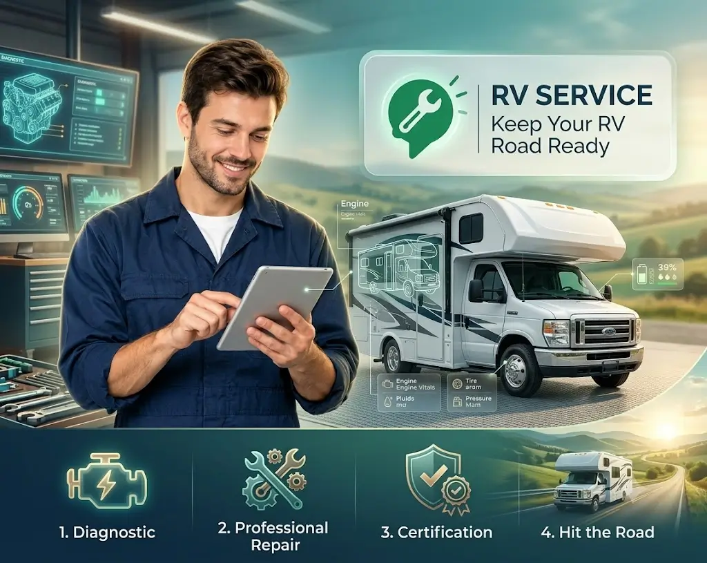 Triple H RVs service technician keeping an RV road-ready