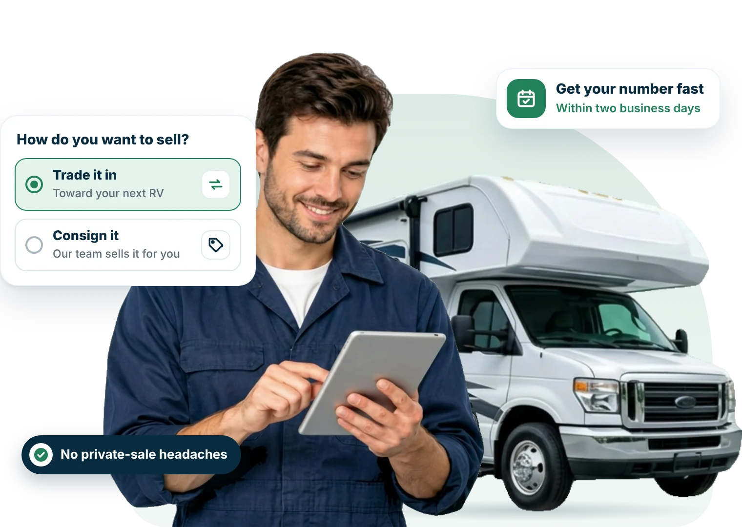 RVs on the lot at Triple H RVs — trade in or consign yours